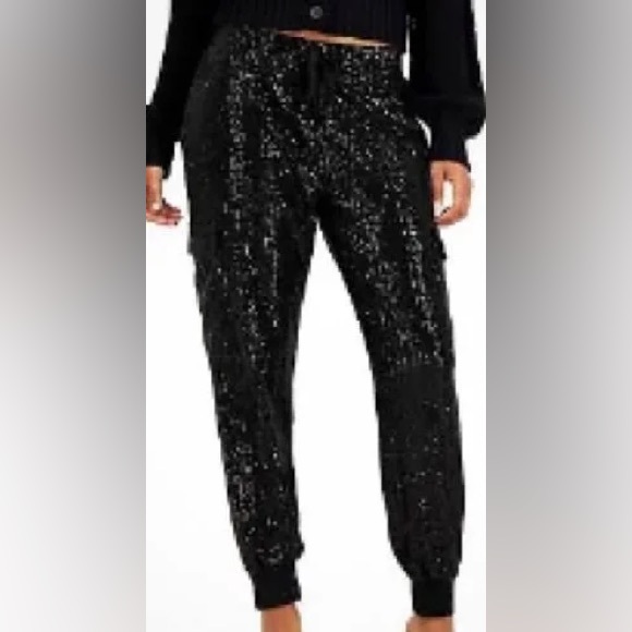 JLUXLABEL Black Sequin Joggers - Picture 2 of 6